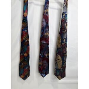 Lot Of 3 MBP Neck Ties Circus Clowns 100% Silk